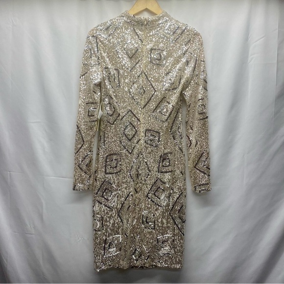 ELIZA J SEQUIN DRESS 4 long sleeve back zip closure fully lined VEGAS FORMAL - Picture 2 of 12